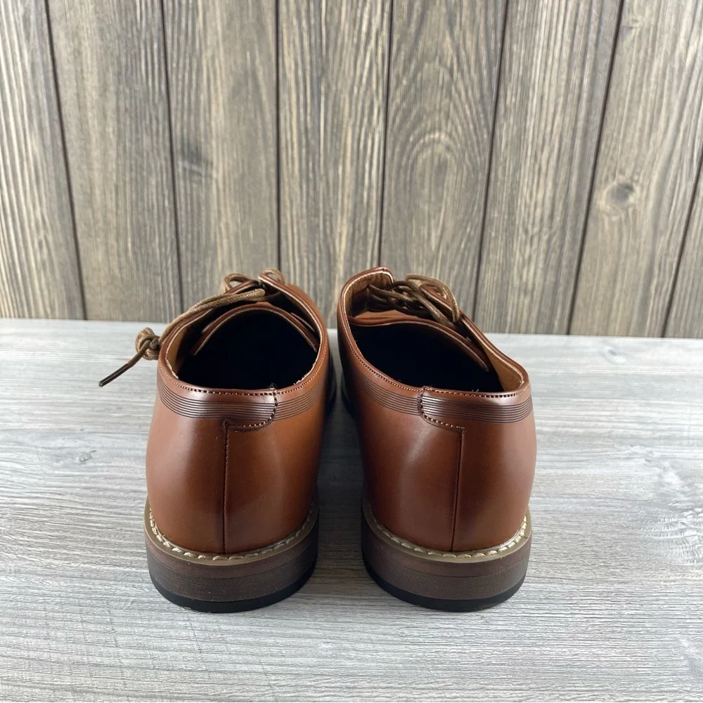 Nine West Kalani Dress Shoes Men's Cognac Leather Formal Oxford Lace Up size: 10